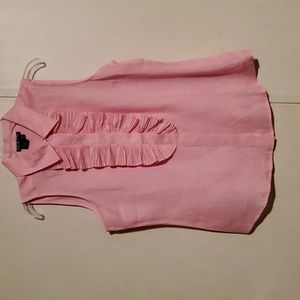 Tracy M Pink Sleeveless Ruffle Front Blouse